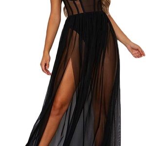 Elegant Black Sheer Maxi Dress